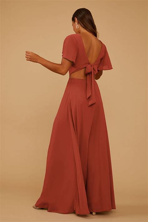 CHIC CHIFFON NUTMEG DRESS | Vow'd Weddings