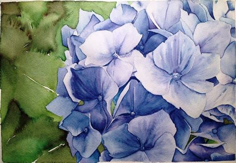 How to paint Blue Hydrangea - Aquamarkers (watercolour) tutorial ...