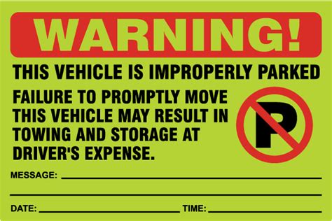 Vehicle Improperly Parked Sticker - Save 10% Instantly