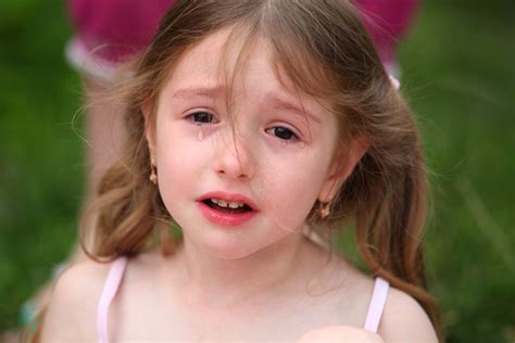 Photo of a cute brunette child girl crying, July 2013