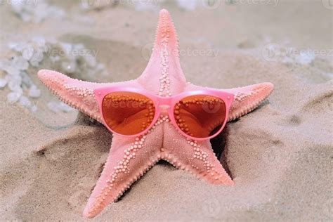 sea pink star with glasses on send summer beach generative ai 23457877 ...