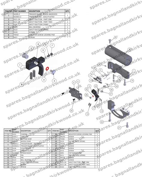 Air Arms s510 Ultimate Sporter Trigger Air rifle exploded parts diagram ...