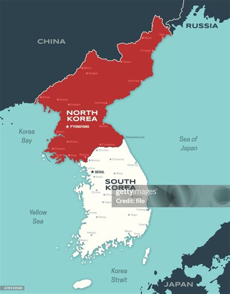 North And South Korea Korean Peninsula Map High-Res Vector Graphic ...