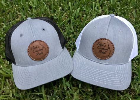 Leather Patch Snapback Trucker Hat (Heather Gray) - Nicks Custom Rods