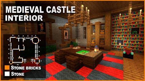 Minecraft: How to decorate a Medieval Castle | Interior Design Tutorial ...