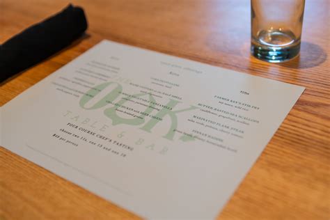 Menus — The Oak Table & Bar