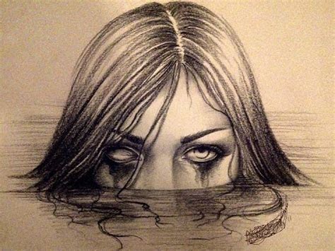 Draw 3D Creepy Girl Sketch - YouTube