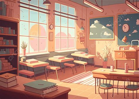 School Classroom Book Cartoon Background, Classroom, Cartoon, Campus ...