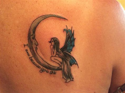 “I am because you are” fairy moon tattoo | Tattoos, Moon tattoo ...