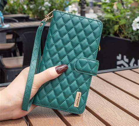 Samsung Galaxy S23 Ultra Diamond Quilted Leather Zipper Wallet Case ...