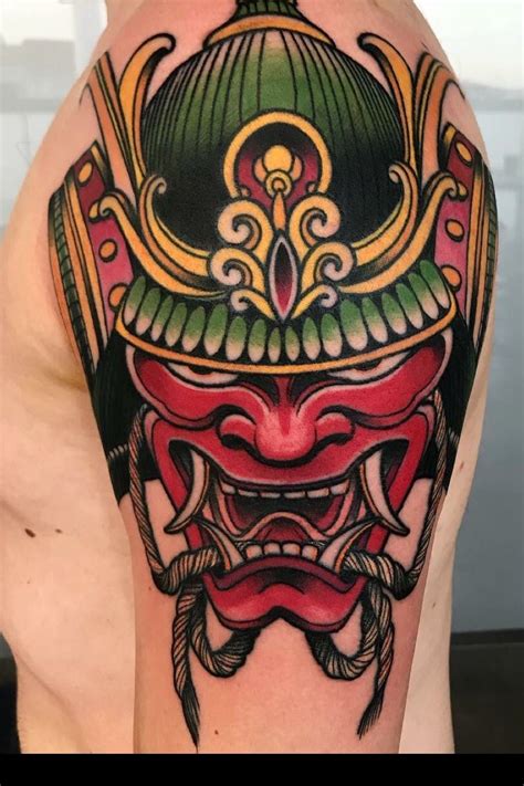 Samurai Mask Tattoo / Chest Colour Samurai Helmet Tattoo Chronic Ink ...