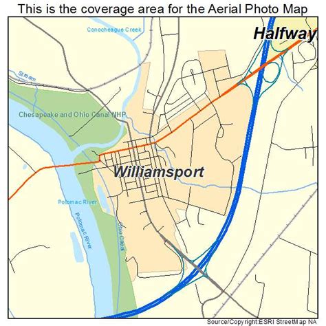 Aerial Photography Map of Williamsport, MD Maryland