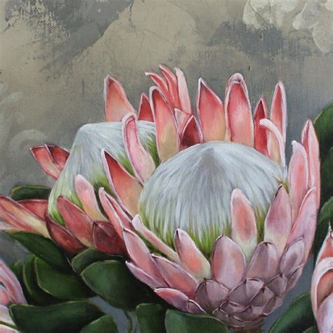 PROTEAS ON CANVAS | Protea art, Flower art painting, Botanical art