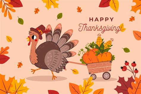 Free Vector | Flat design thanksgiving background with turkey