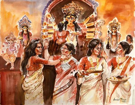 Durga Puja - Calcutta Nostalgia Painting by Avanish Trivedi | Saatchi Art