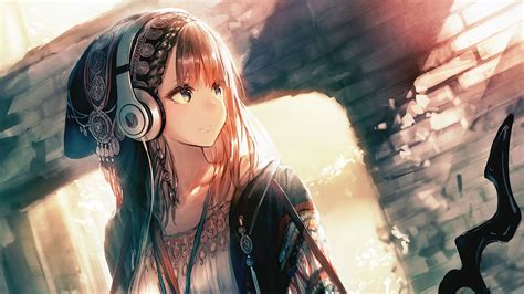 Anime Girl Headphones Looking Away | Anime girl cute, Anime girl, Cute ...