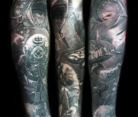 30 Shark Tattoo Sleeve Designs For Men - Marine Life Ink Ideas