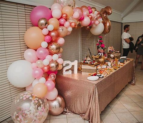 21st Birthday dessert table and balloon backdrop by Stylish Soirees ...