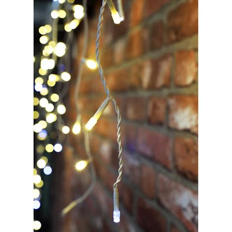 720 Warm White & White Twinkling LED Icicle Lights with Timer (17.16m ...