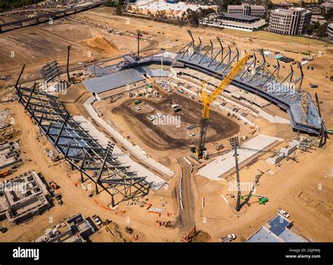 Aerial view of stadium construction site Stock Photo - Alamy