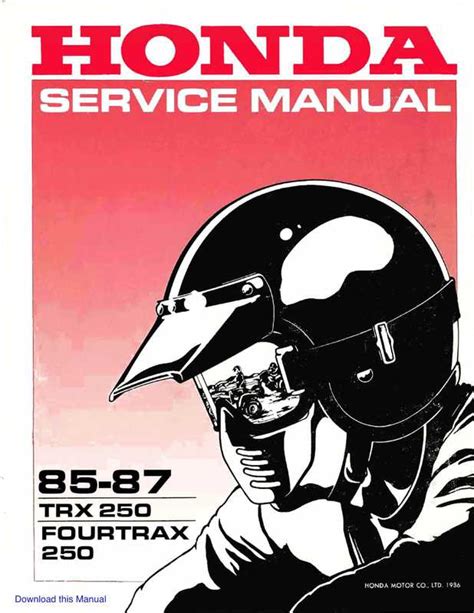 1985-1987 Honda TRX 250 Fourtrax 250 Service Manual image 1 preview