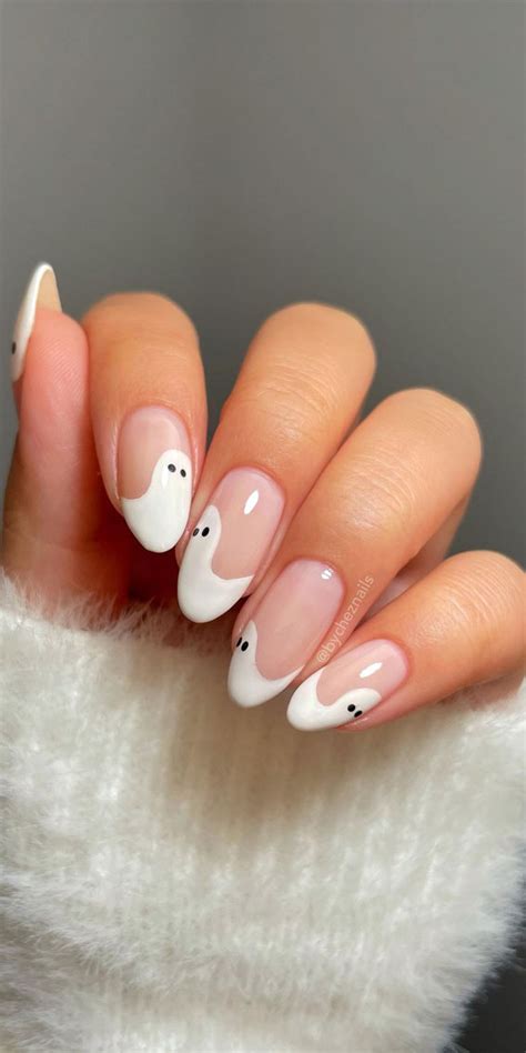 50 Cute Spooky Halloween Nail Ideas : Simple Ghost Tip Nails 1 - Fab ...