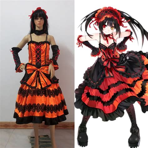 Unisex Red Anime Date A Live Cosplay Tokisaki Kurumi Cosplay Costume ...