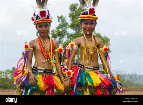 Yapese girls in traditional clothing at Yap Day Festival, Yap Island ...