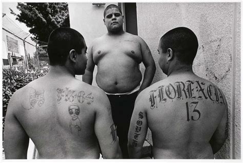 Members of Florencia 13 gang outside school, South Central ...