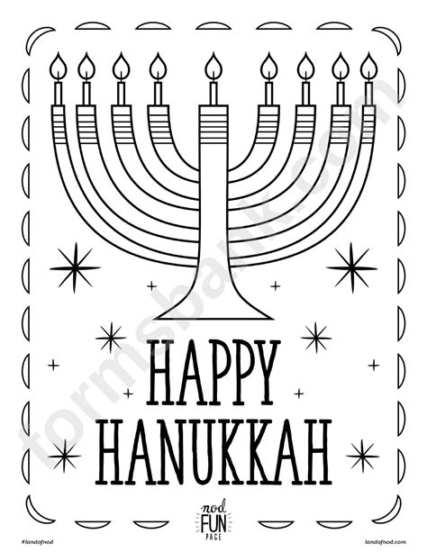 Happy Hanukkah Coloring Sheet printable pdf download