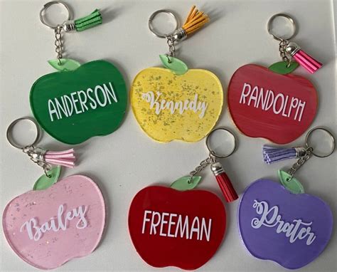 Apple Keychain Personalized Apple Keychain Teacher - Etsy