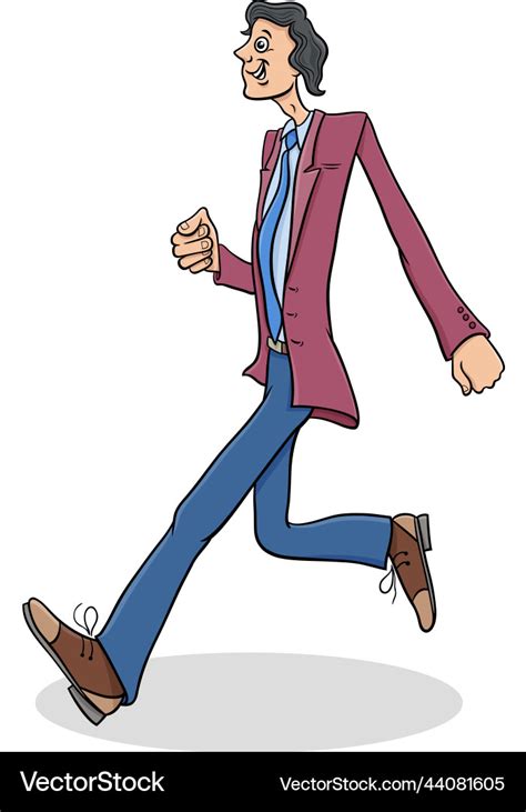 Cartoon funny slim guy comic character walking Vector Image