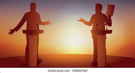 Concept Political Debate Two Candidates Behind Stock Vector (Royalty ...