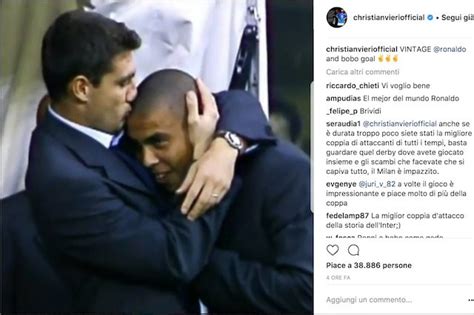 Vieri, nostalgia del Fenomeno. Posta il bacio a Ronaldo