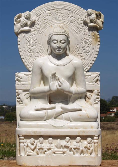 SOLD White Marble Sarnath Buddha Statue 60" (#71wm52): Hindu Gods ...