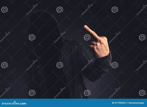 Middle Finger Offensive Hand Gesture Stock Photo - Image of hacker ...