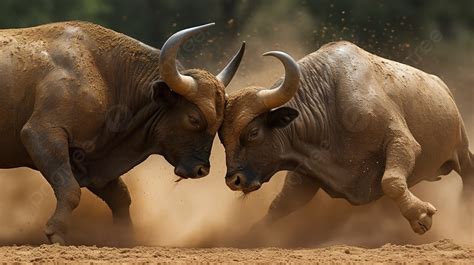 Two Bulls Fighting In A Dusty Field Background, Bull Fight Pictures ...