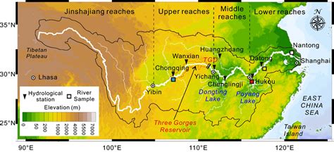 Map of the Changjiang River catchment with the sampling sites. Major ...