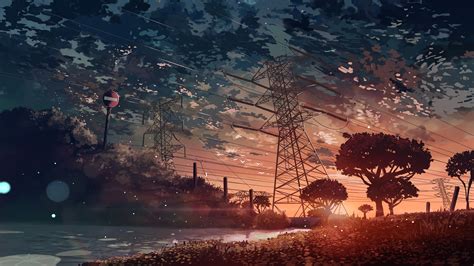 Anime, Scenery, Sunset, 4K, #112 Wallpaper PC Desktop