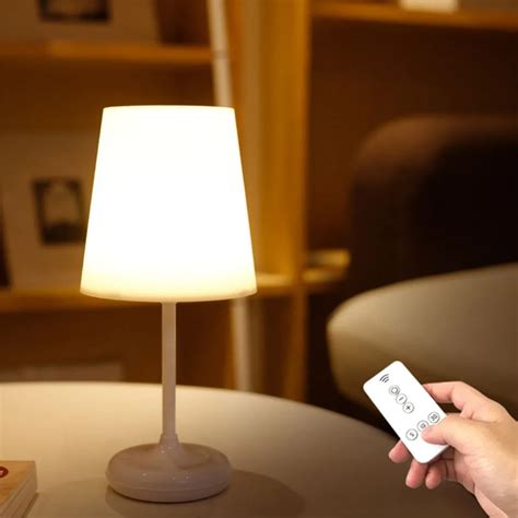 Remote Control LED Table Lamp Bedroom Bedside Night Light Home Fixture ...