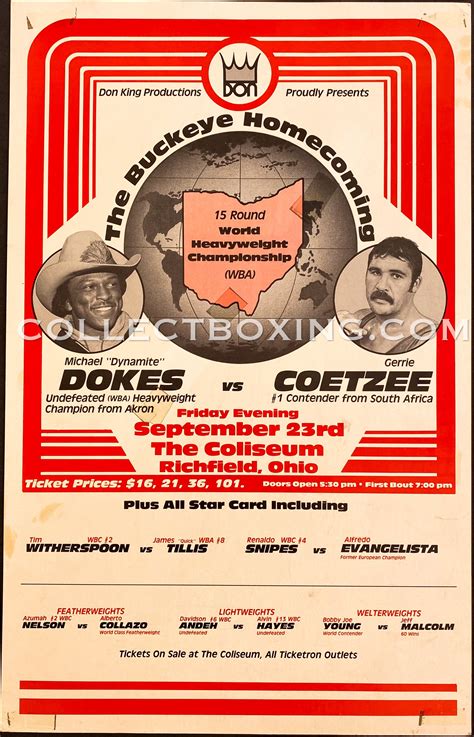 COETZEE, GERRIE / MICHAEL DOKES ON SITE POSTER 1983 | Collect Boxing ...