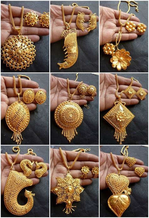 22K Gold Plated Indian Variation Pendant Earrings Necklace Party Flower ...