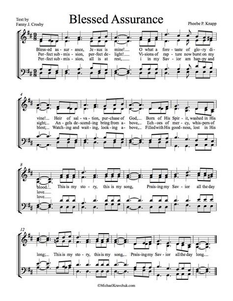 Free Sheet Music for Choir – Blessed Assurance – Michael Kravchuk