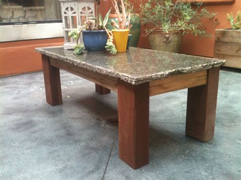 Reclaimed Coffee Table - 4x6 post legs, granite top | Granite coffee ...