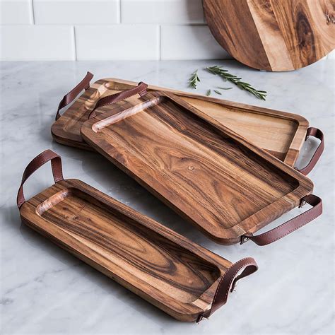 James F Rustique Small Acacia Wood Serving Tray (Natural) | Kitchen ...