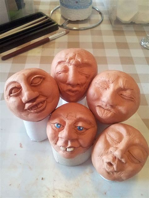 Clay faces made from air drying clay | Clay crafts air dry, Clay crafts ...