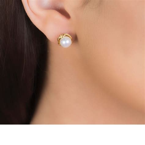 9ct Yellow Gold Single Pearl Stud Earrings - London Road Jewellery