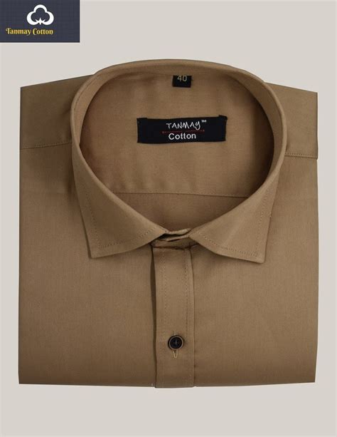 Tanmay Cotton Satin Light Brown Color Formal Shirt For Men's., Button ...