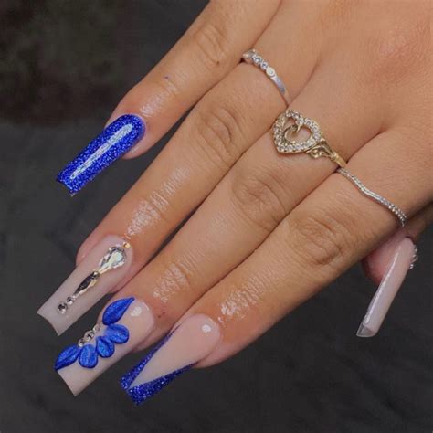 40 Gorgeous Royal Blue Nail Designs : 3D Flower, Rhinestone and V ...