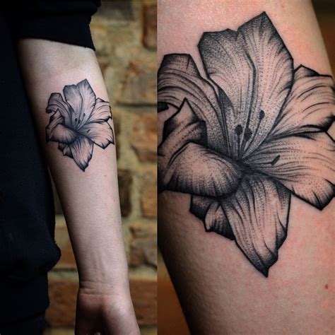 Delicate water lily tattoo. #flowertattoo #delicatetattoo #dotwork # ...